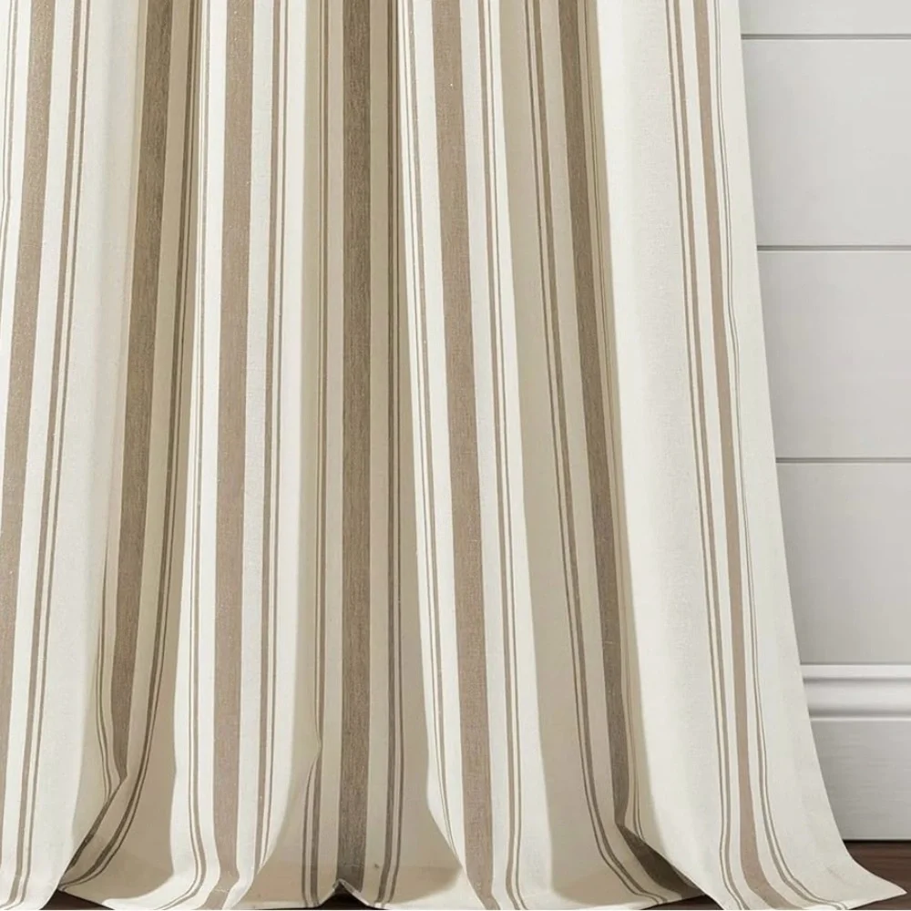 Lush Decor Farmhouse Stripe Yarn Dyed Cotton Window Curtain Pnl Pair